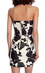 Floral Printed Leather Dress Balmain