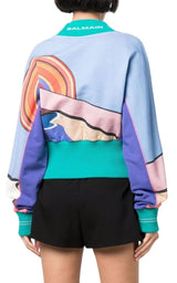 Geometric Print Crewneck Sweatshirt Balmain