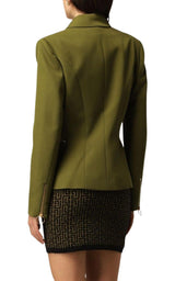 Green Wool Double-breasted Blazer Balmain