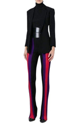 High Waist Ribbed Striped Pants Balmain