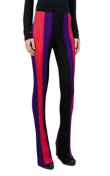 High Waist Ribbed Striped Pants Balmain