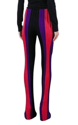 High Waist Ribbed Striped Pants Balmain