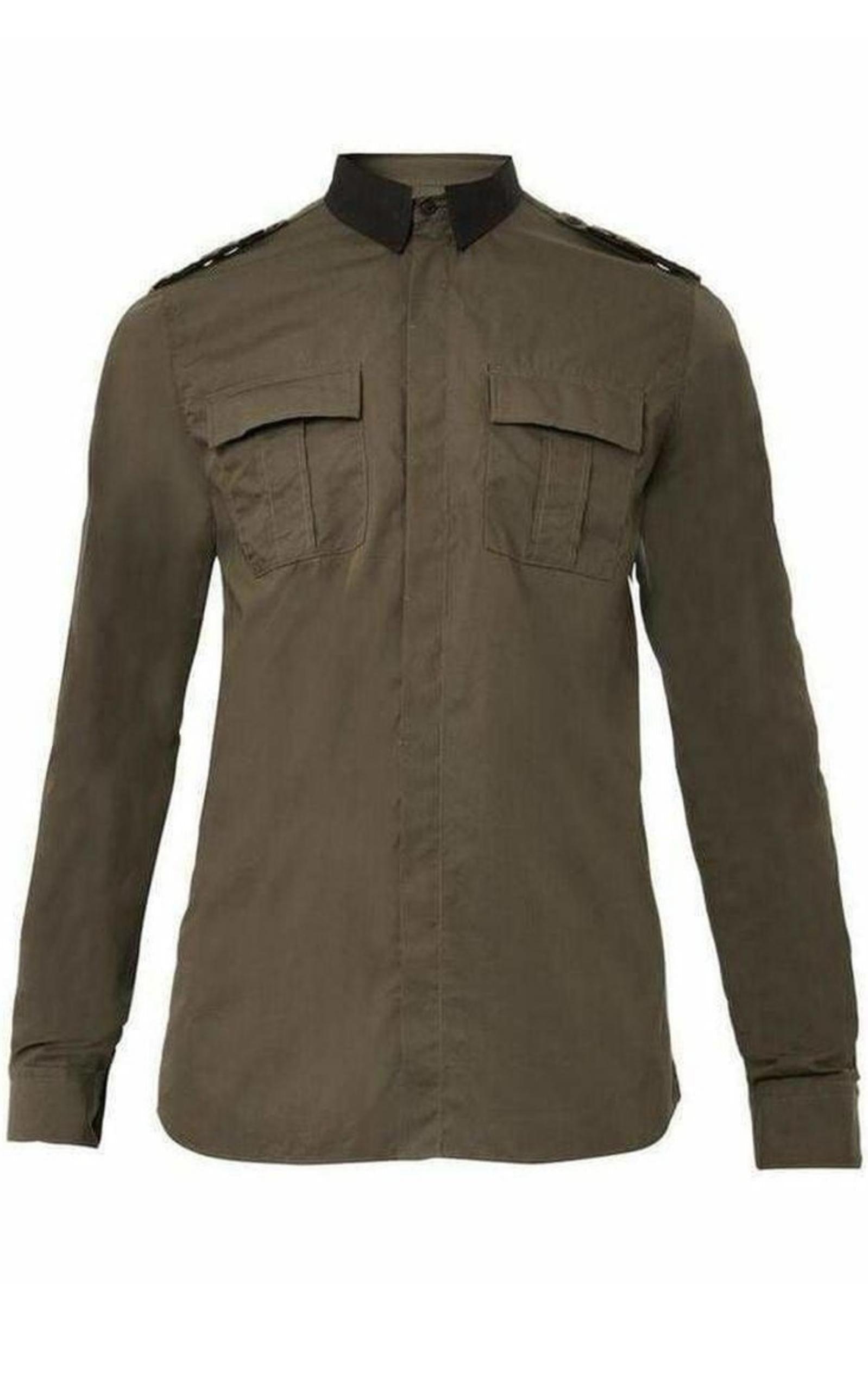 Military Khaki Shirt Style Balmain