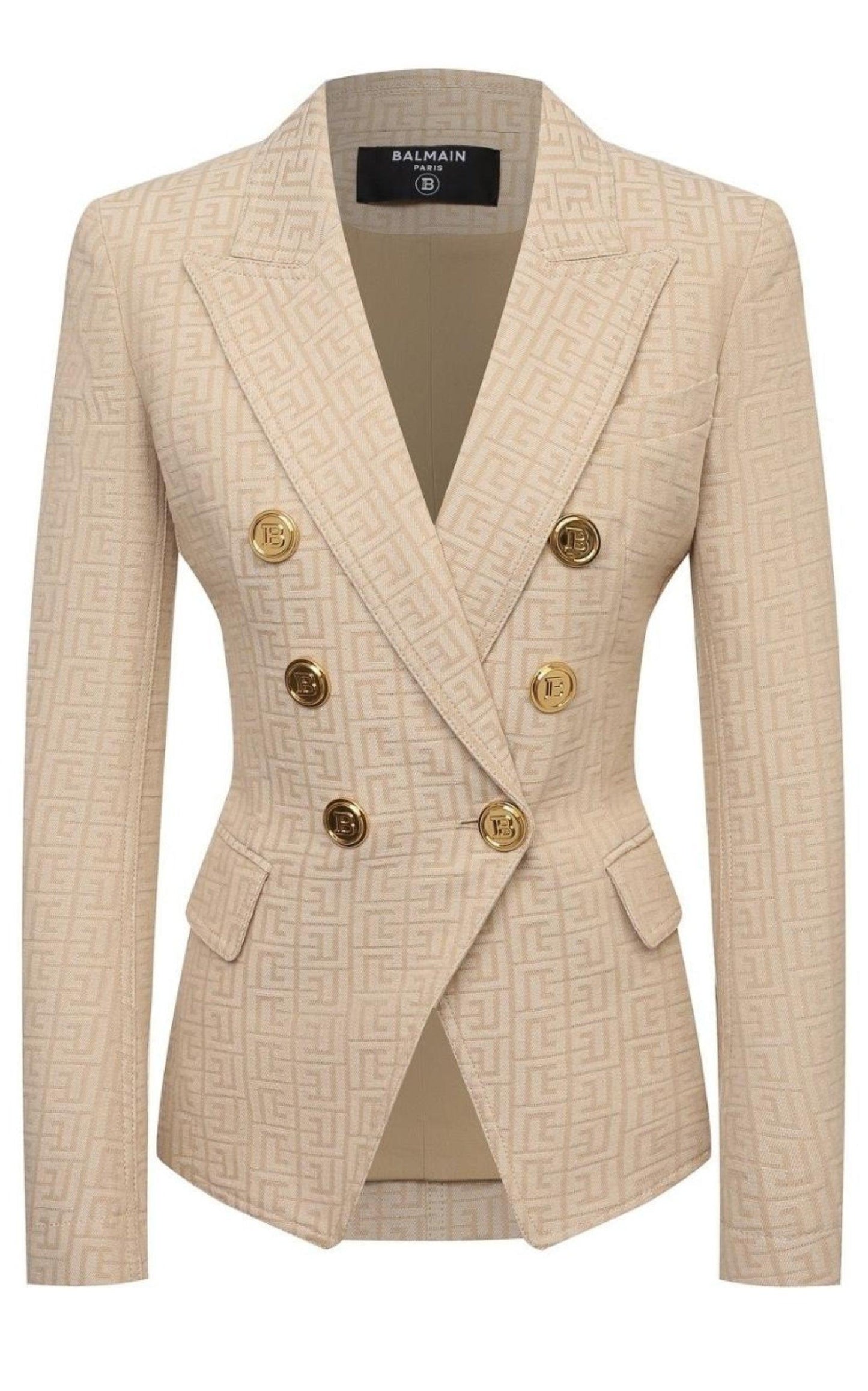 Monogram Jacquard Double Breasted Jacket Balmain