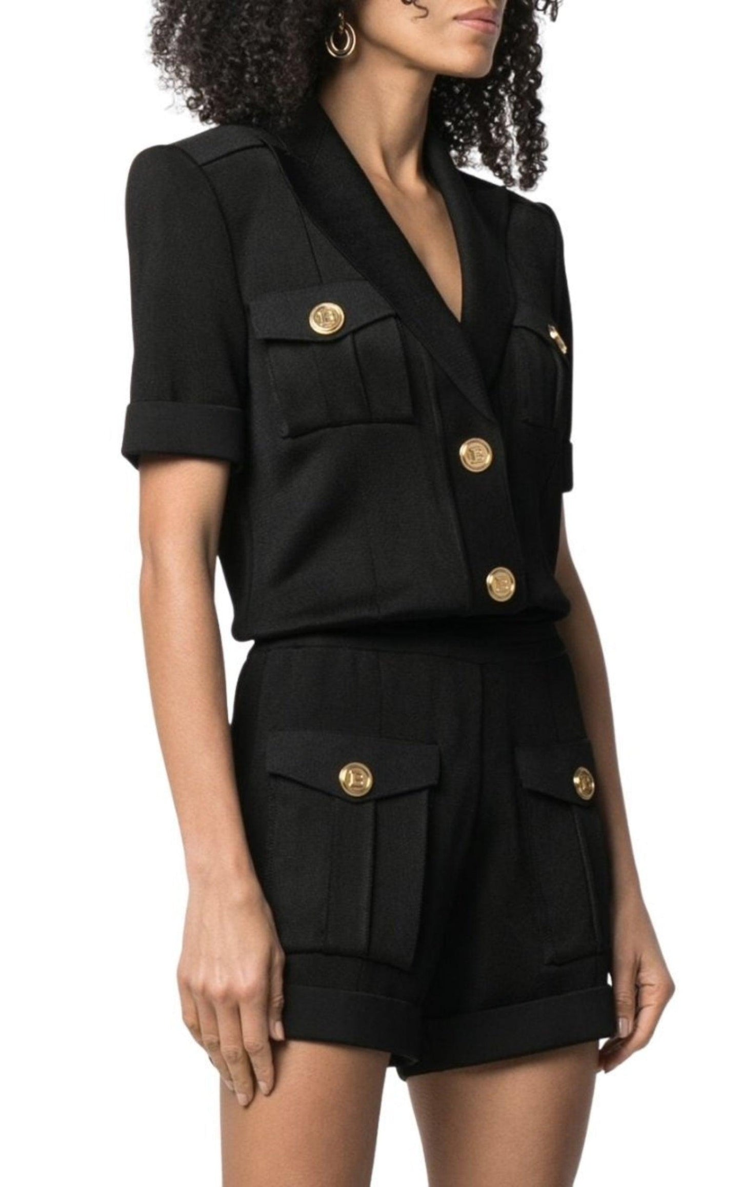 Peak Lapel Knitted Jumpsuit Balmain