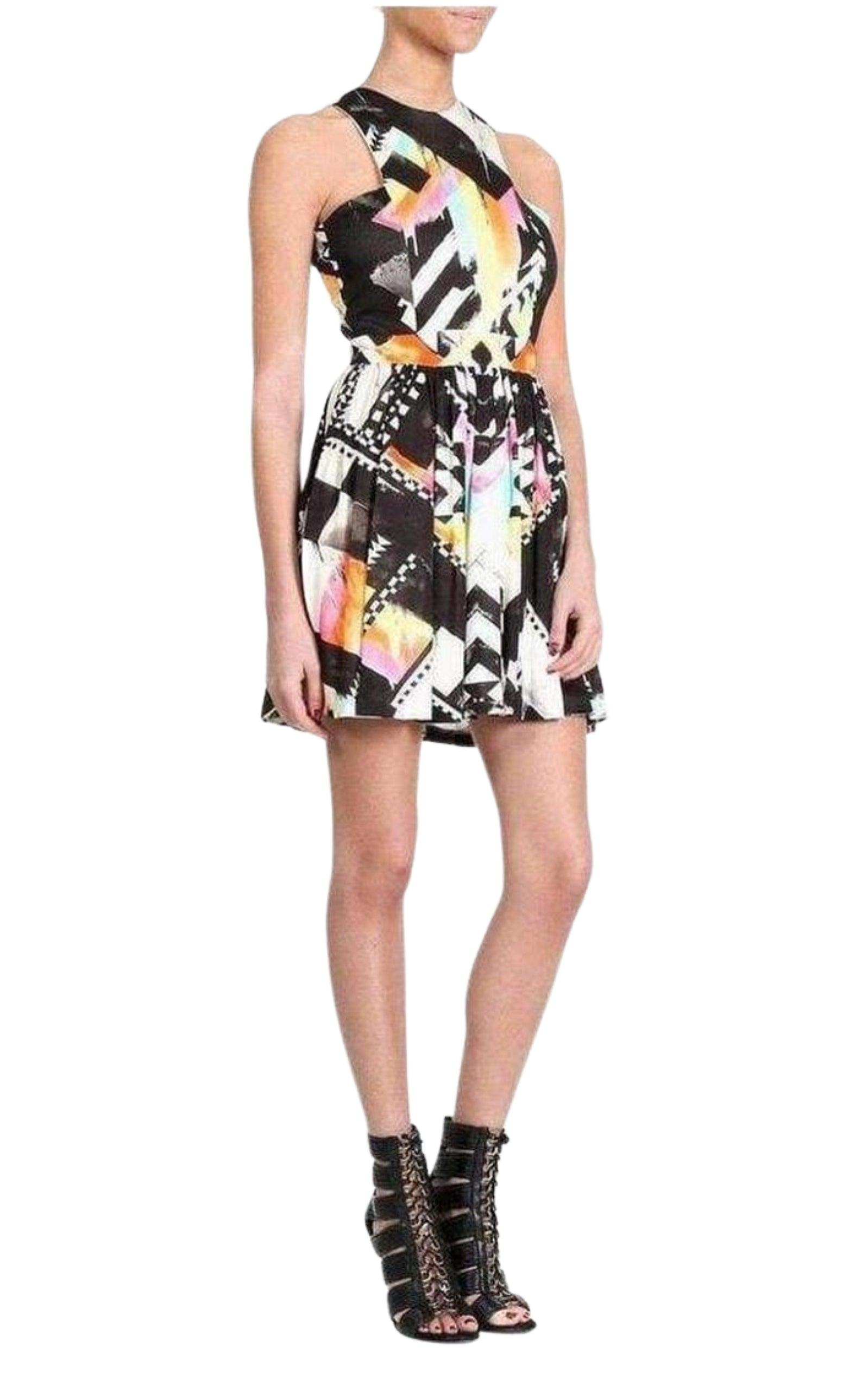 Printed Silk Jersey Mini Dress Balmain