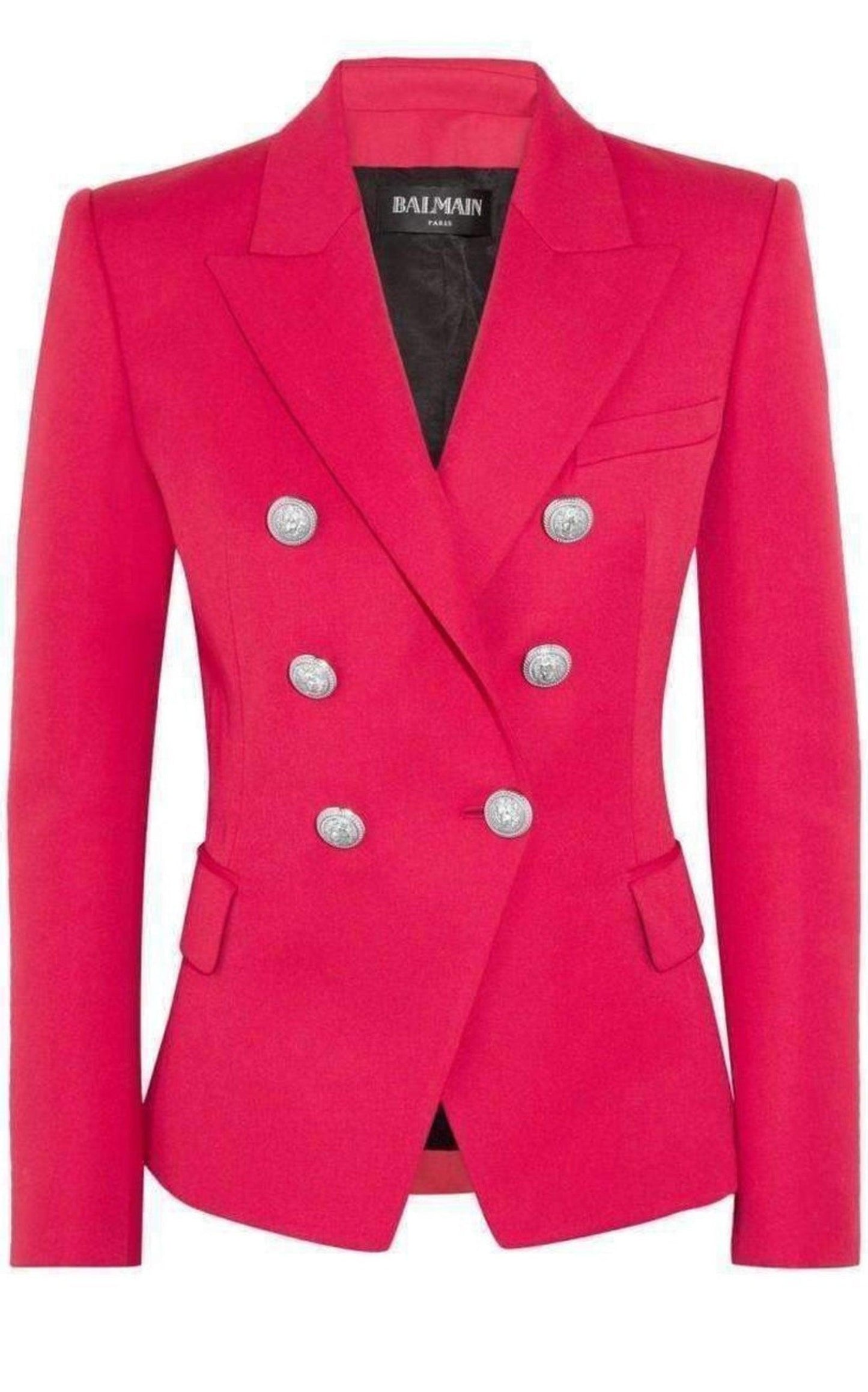 Red Double Breasted Wool Jacket Balmain