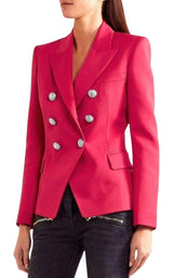 Red Double Breasted Wool Jacket Balmain