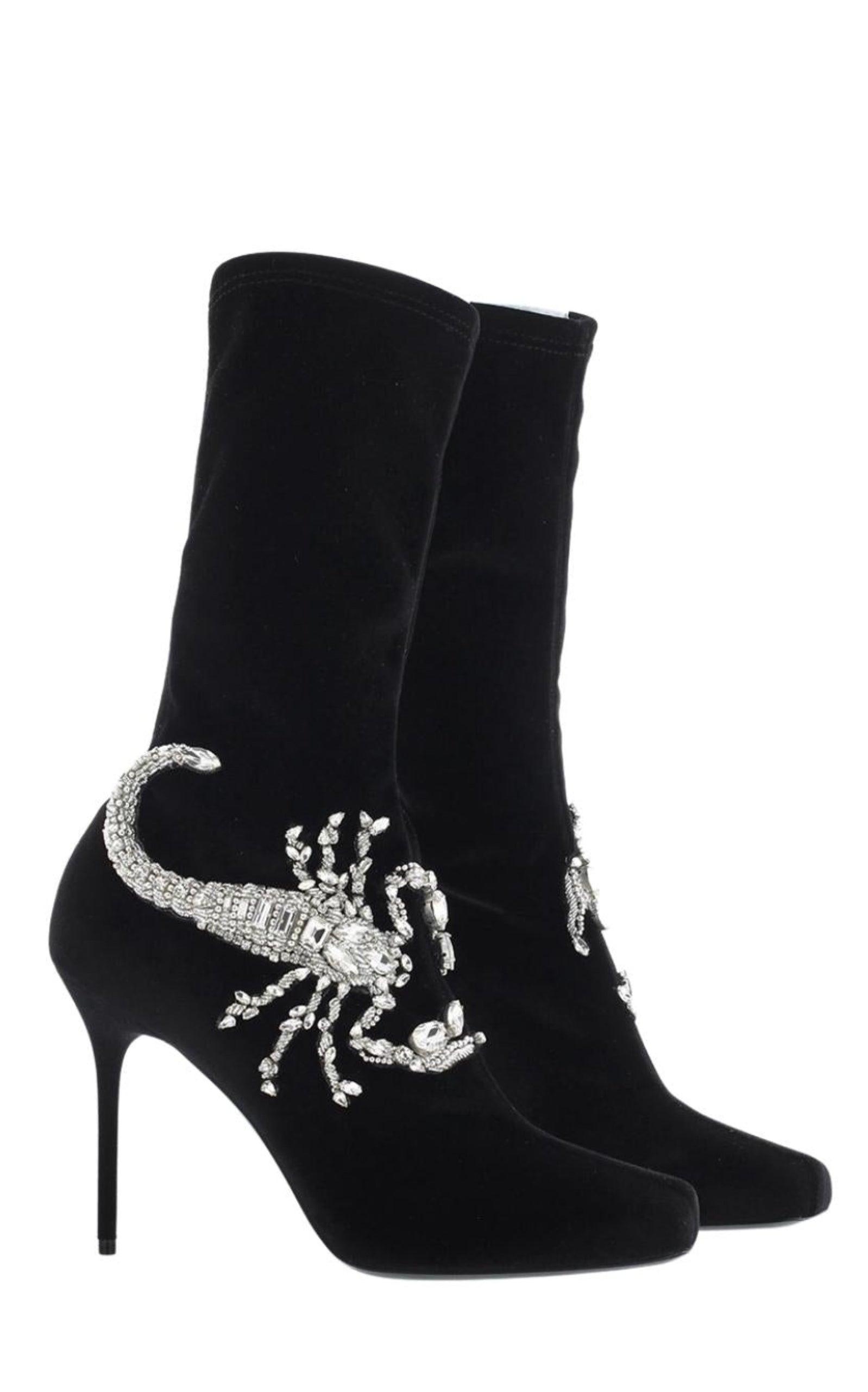 Scorpion Embellished Sock Boots Balmain