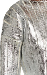 Balmain Silver Cropped Wool-blend Sweater