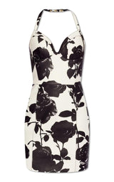 Floral Printed Leather Dress