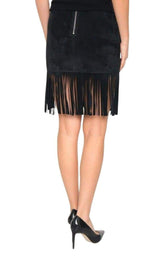 Black Leather Fringe Skirt Barbara Bui