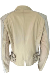 Biker Two Tone Leather Jacket BCBGMAXAZRIA