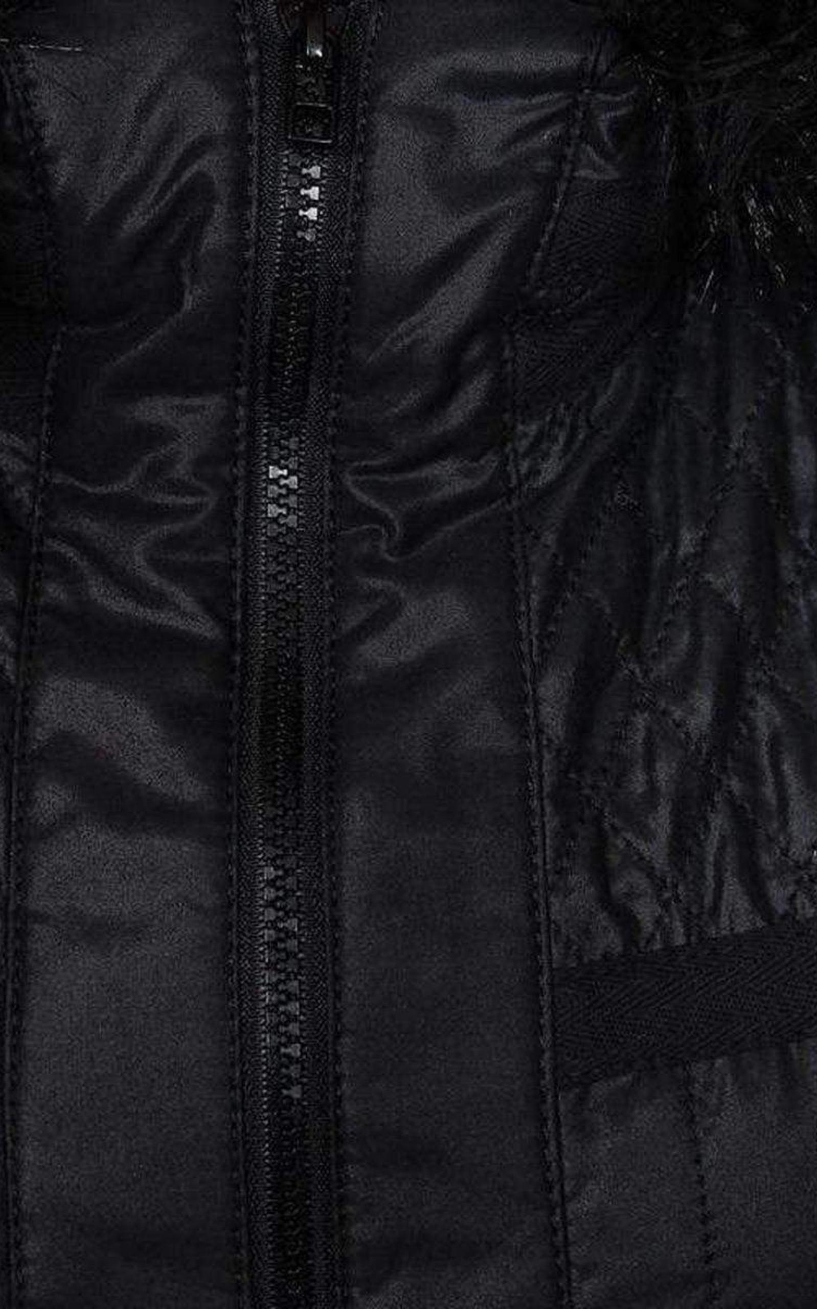 Black Genova Quilted Distressed Coat BCBGMAXAZRIA