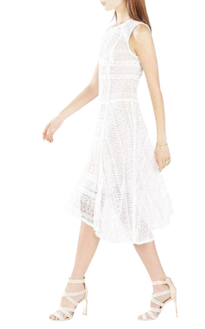 Claudette Lace Blocked Scarf Hem Dress BCBGMAXAZRIA