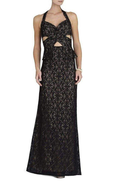 Daga Cutout Halter Black Gown Dress BCBGMAXAZRIA