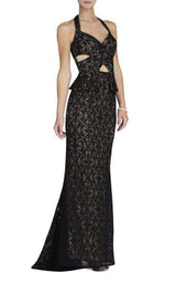 Daga Cutout Halter Black Gown Dress BCBGMAXAZRIA