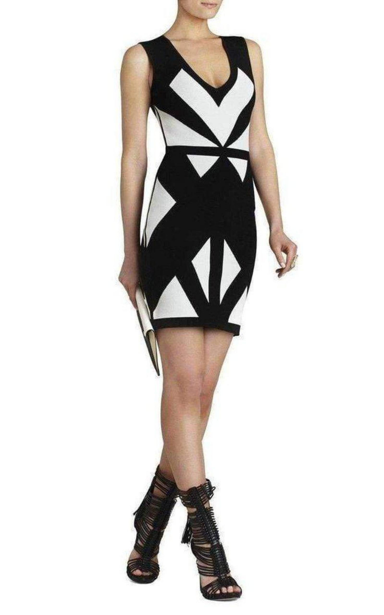 Evinna Geometric Jacquard Dress BCBGMAXAZRIA