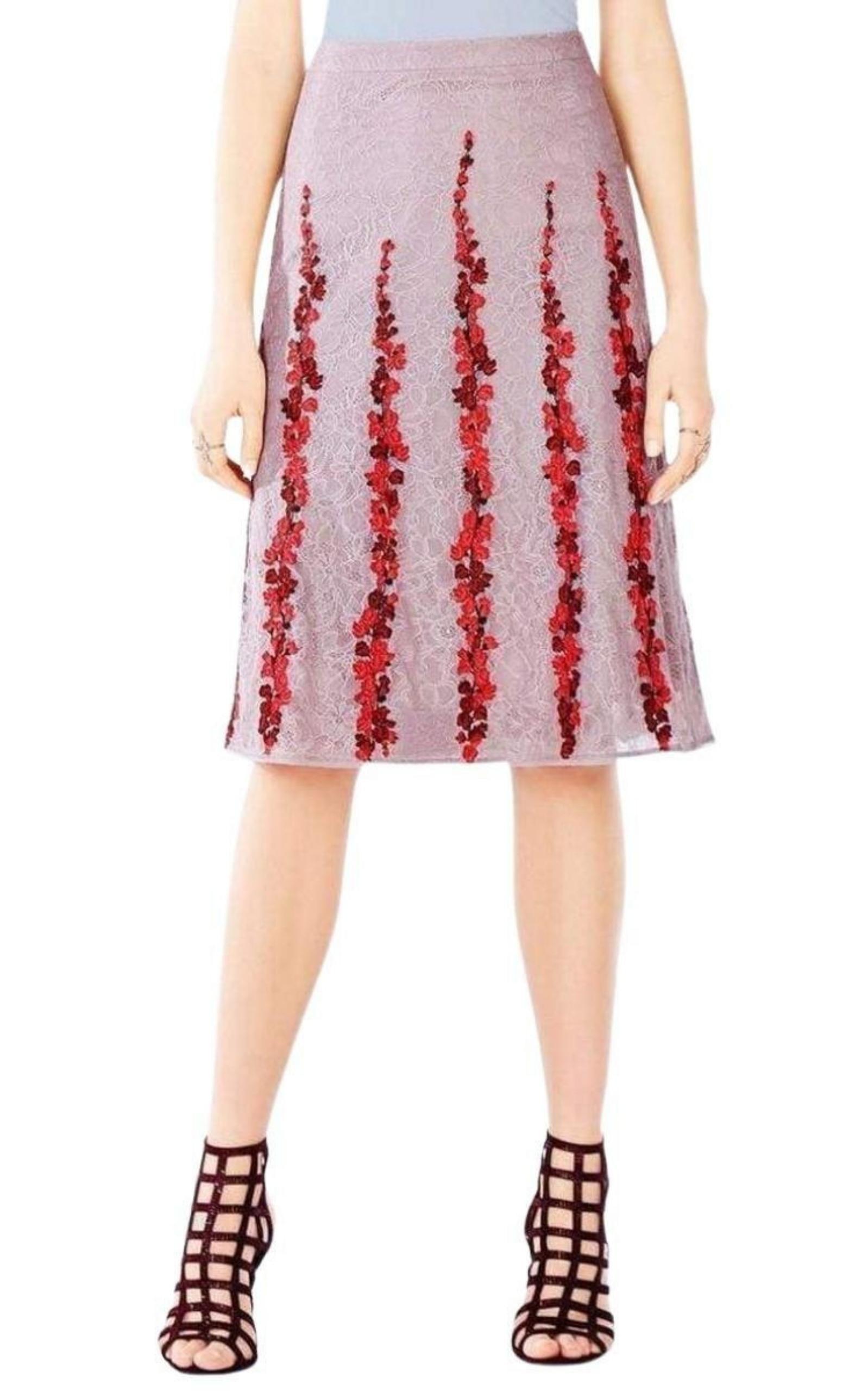 Floral Embroidered Midi Skirt BCBGMAXAZRIA