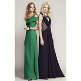 Kamara Deep-V Lace Draped Gown BCBGMAXAZRIA