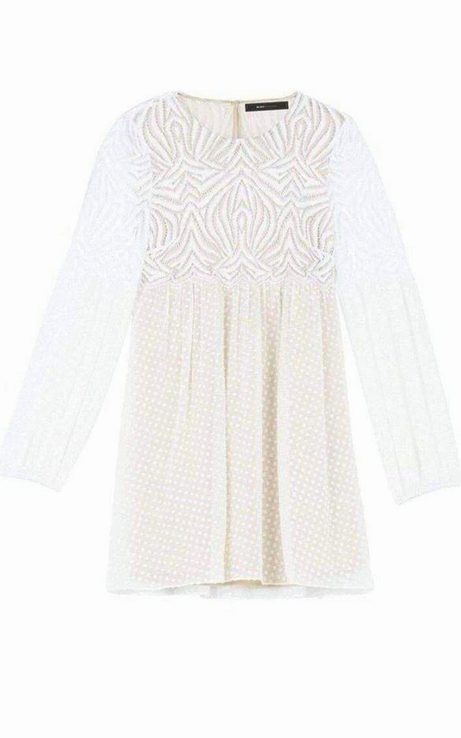 Kitra Lace Peasant Dress BCBGMAXAZRIA