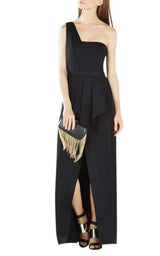 Kristine One-Shoulder Peplum Gown BCBGMAXAZRIA