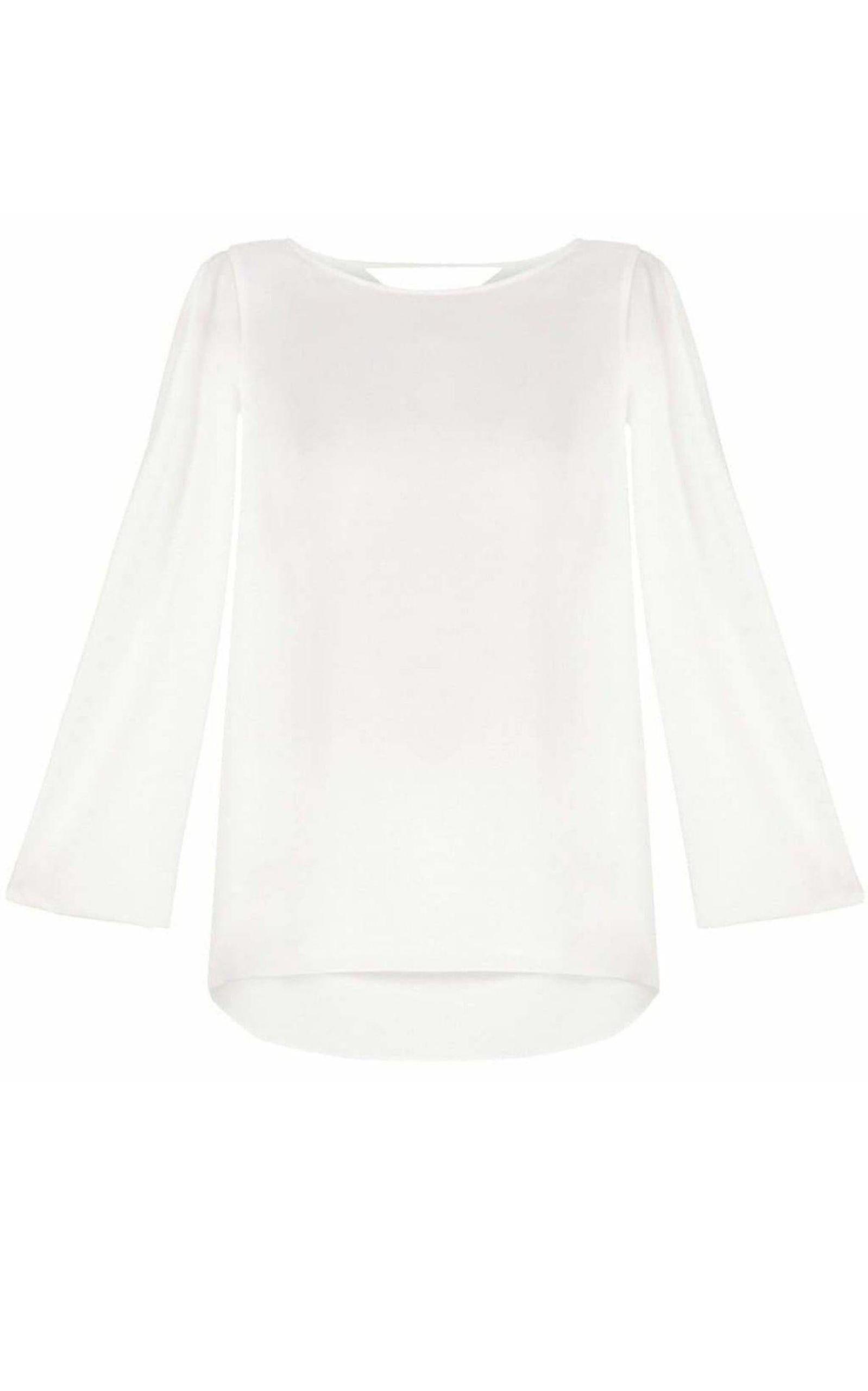 Kyleigh Fringe-Back Slit Sleeve Top BCBGMAXAZRIA