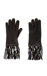 Leather Fringe Gloves BCBGMAXAZRIA