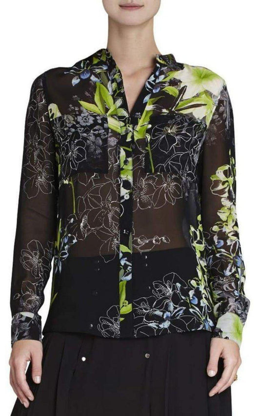 Loora Printed Long-Sleeve Silk Blouse BCBGMAXAZRIA