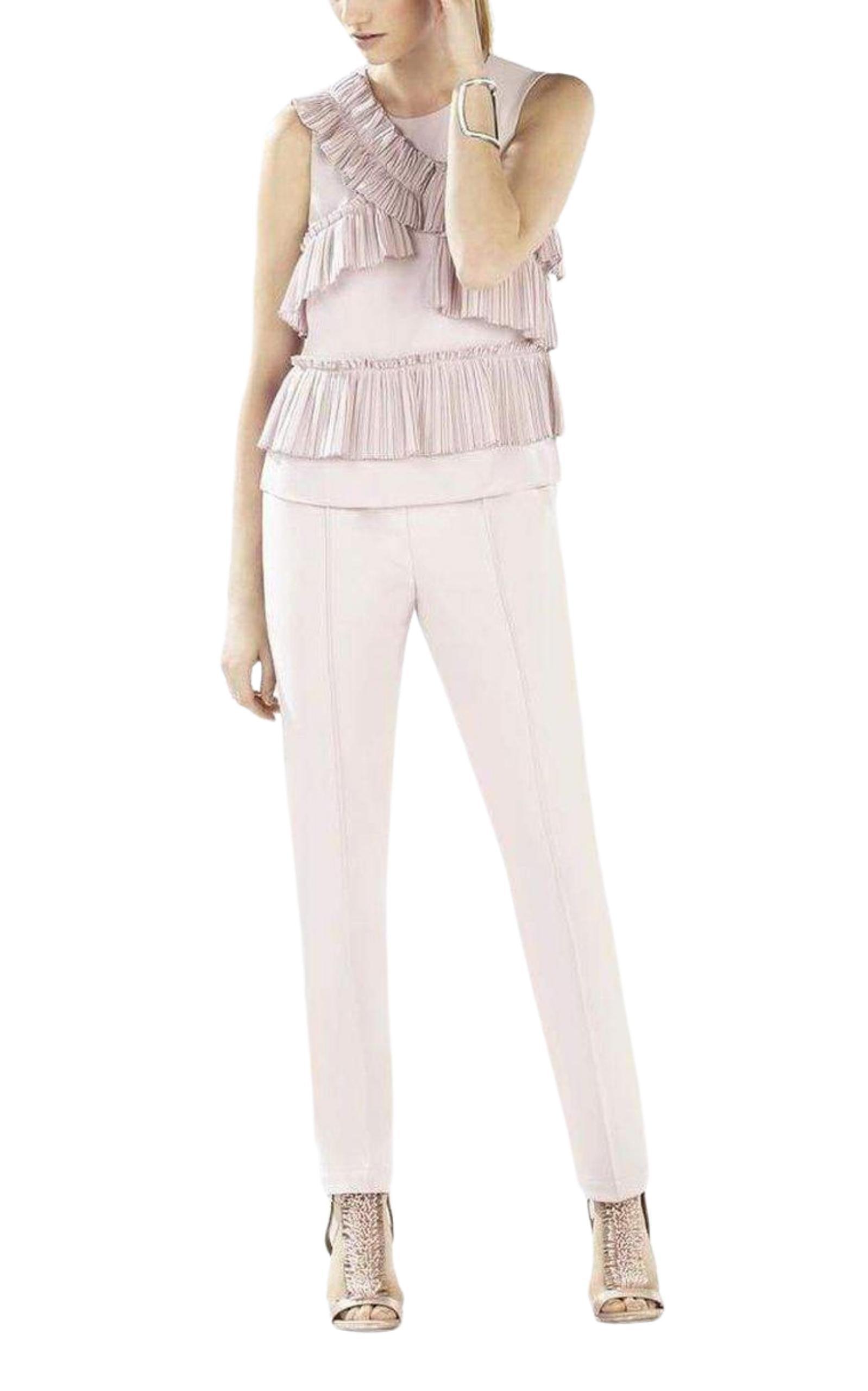 Lorain Pleated Ruffle Applique Top BCBGMAXAZRIA