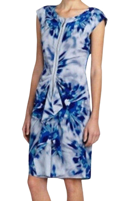 Marisol Blue Combo Silk Zip Front Dress BCBGMAXAZRIA