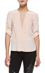 Marrisa Sheer-Inset Silk Blouse BCBGMAXAZRIA