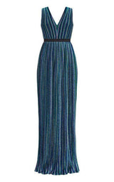 Metallic Pleated Gown BCBGMAXAZRIA