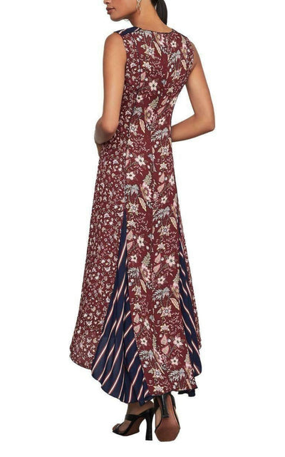 Mixed-Print Asymmetric Dress BCBGMAXAZRIA