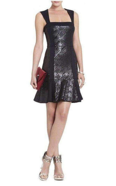 Noelle Fitted Sequin Flounce Dress BCBGMAXAZRIA