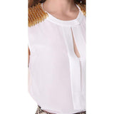 Oakley Embellished Shoulder Silk Top BCBGMAXAZRIA