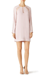 Payten Long-Sleeve Lace-Insert Shift Dress BCBGMAXAZRIA