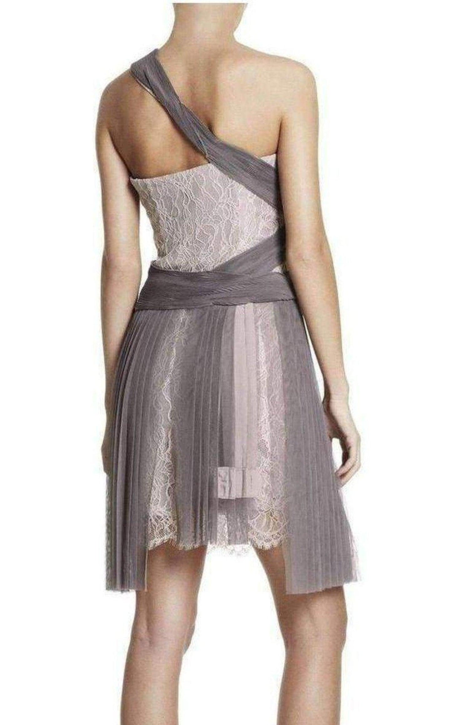 Pleated Contrast Lace Dress BCBGMAXAZRIA