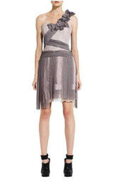 Pleated Contrast Lace Dress BCBGMAXAZRIA