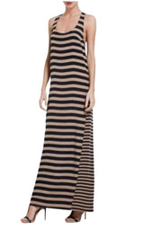 Sara Silk Tank Full Length Striped Silk Dress BCBGMAXAZRIA