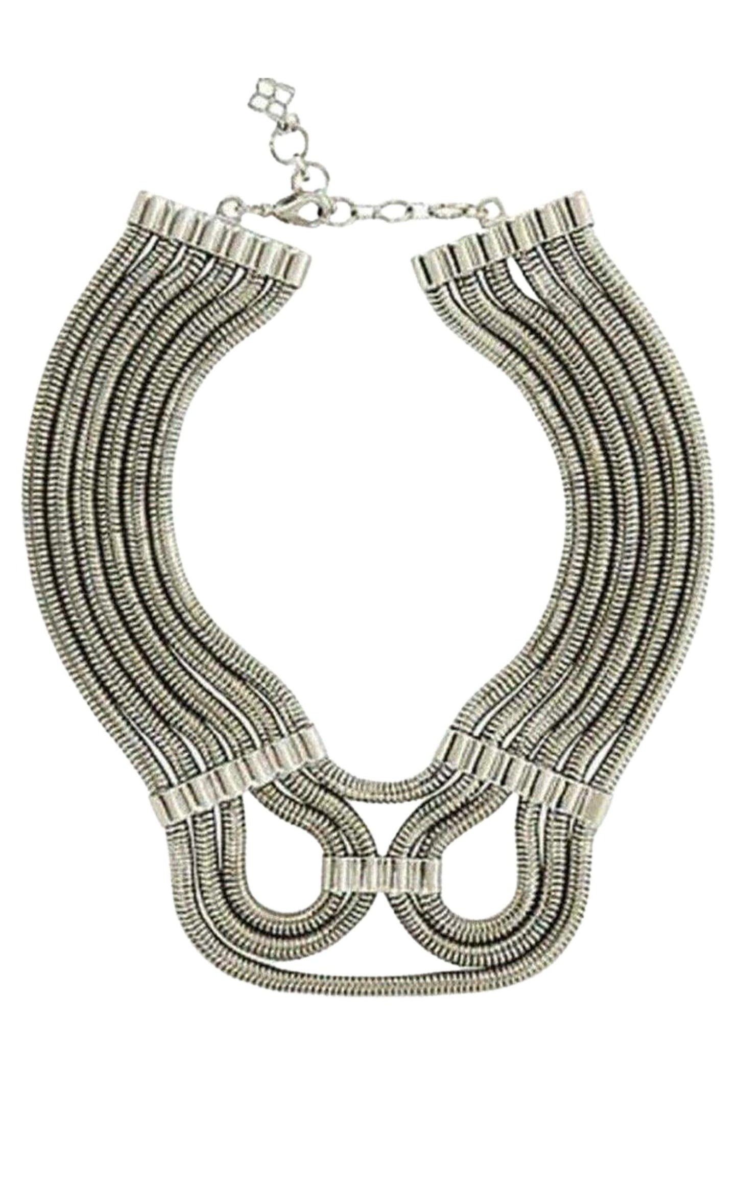 Silver Statement Futura Snake chain Necklace BCBGMAXAZRIA