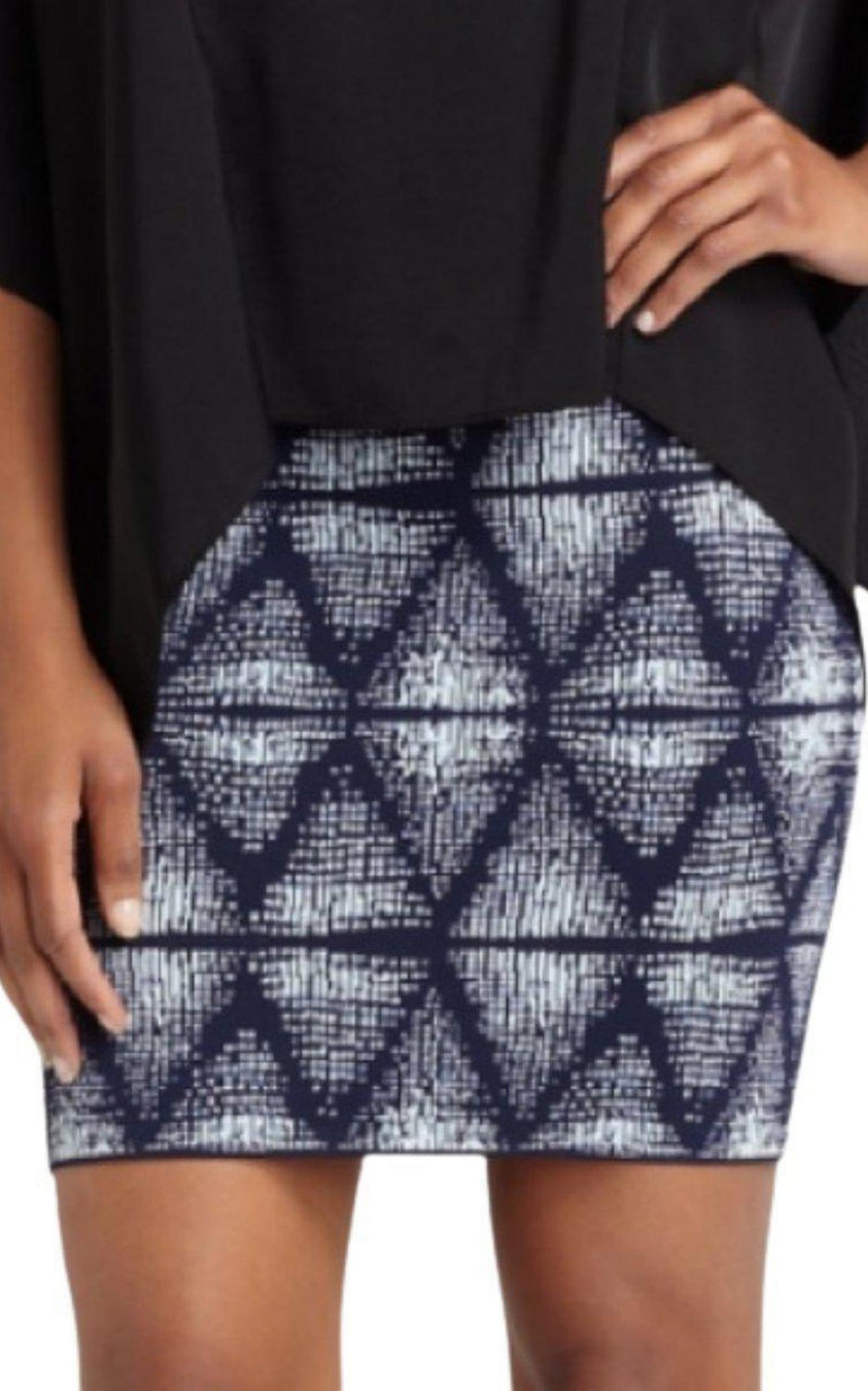 Simone Abstract Tribal Print Skirt BCBGMAXAZRIA