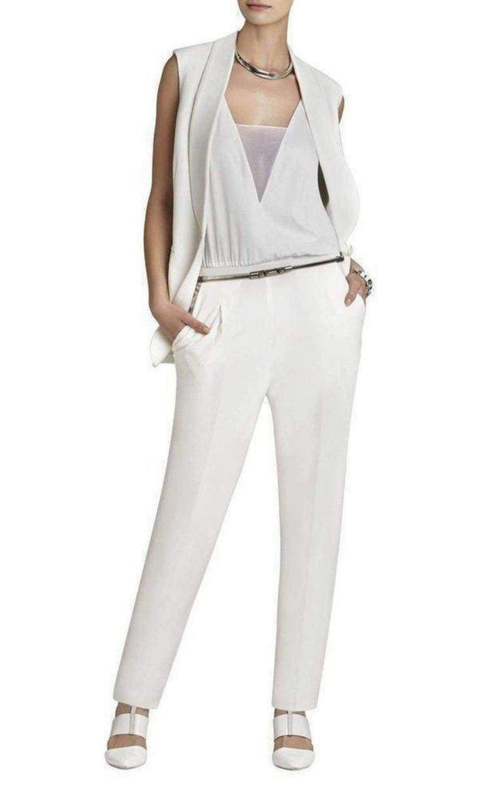 Waylen Sleeveless White Jumpsuit BCBGMAXAZRIA