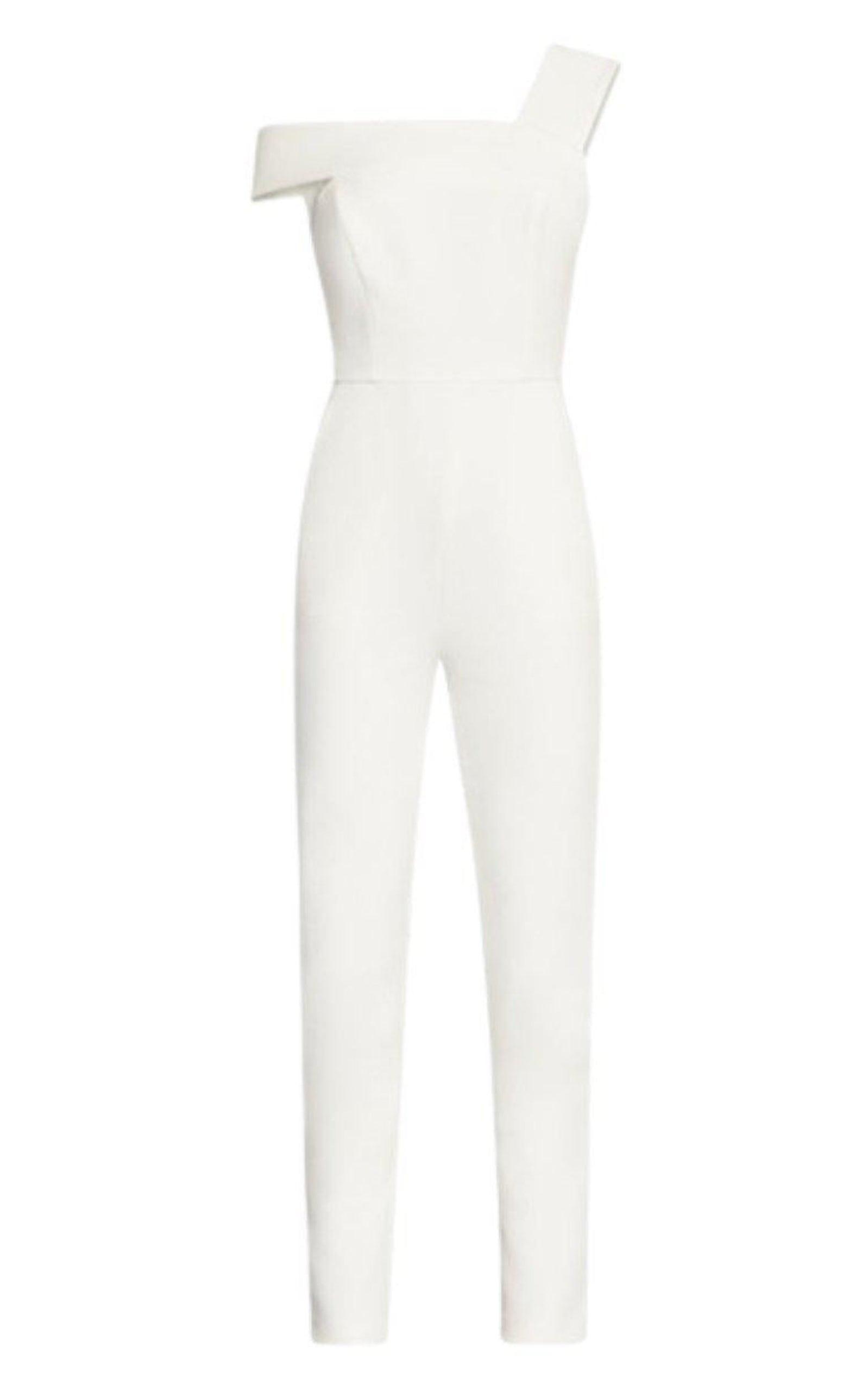 White Haida One-shoulder Jumpsuit BCBGMAXAZRIA