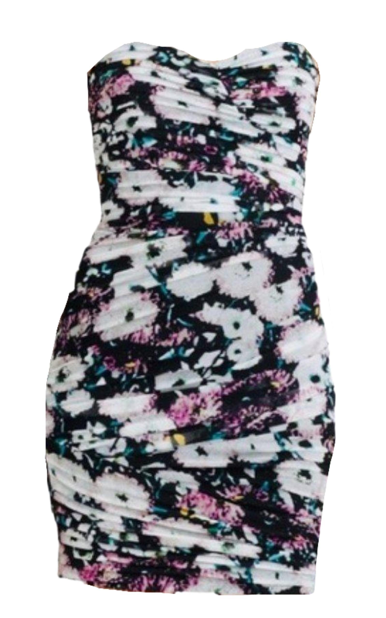 Winnie Strapless Floral Print Dress BCBGMAXAZRIA