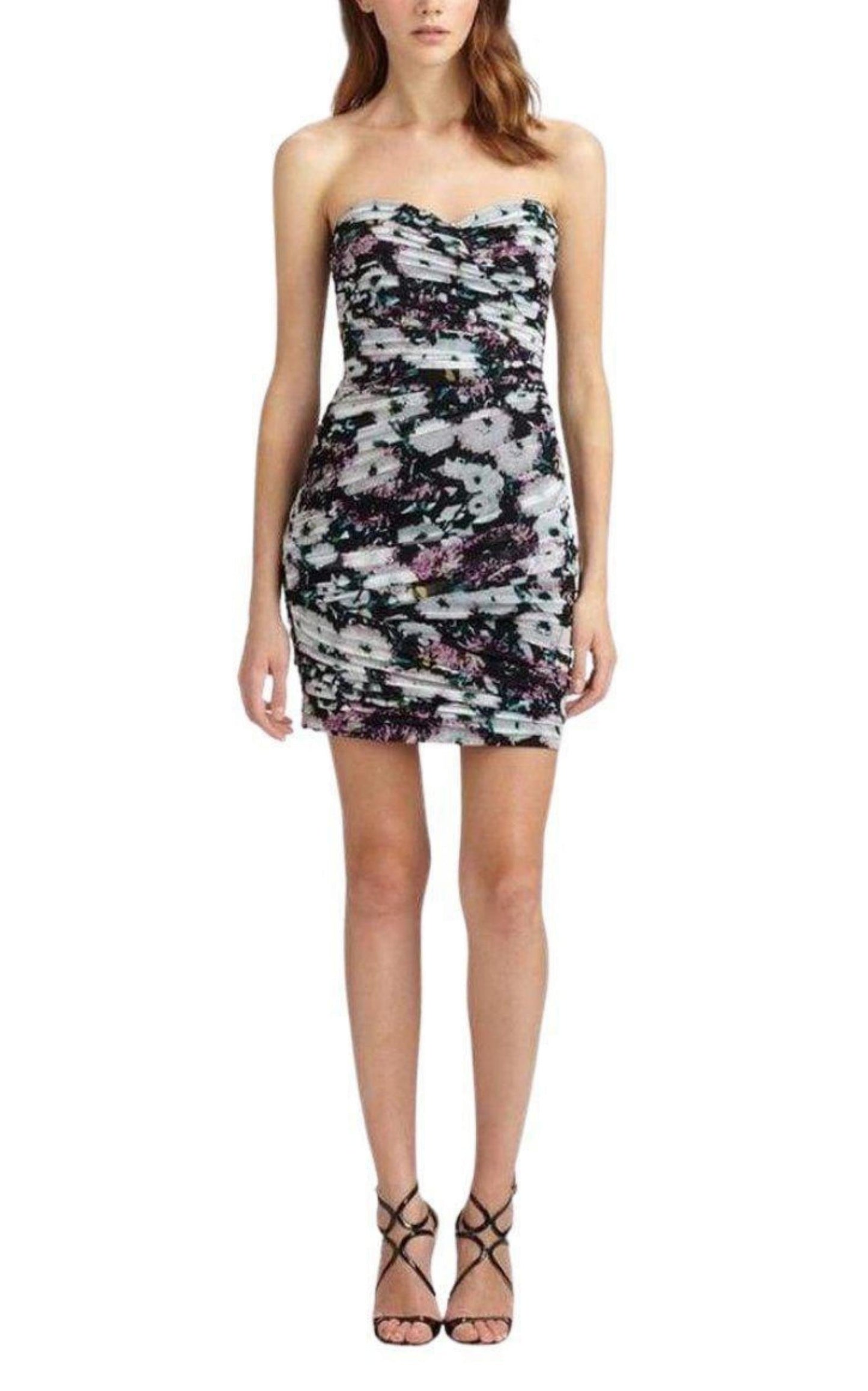 Winnie Strapless Floral Print Dress BCBGMAXAZRIA