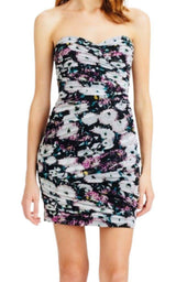 Winnie Strapless Floral Print Dress BCBGMAXAZRIA