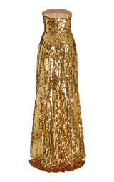 Sequined Strapless Gown Dress Carolina Herrera