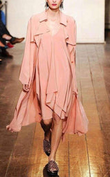 Pink Silk Georgette Trench Coat Cedric Charlier