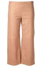 Beige Leather Cropped Pants Chloe